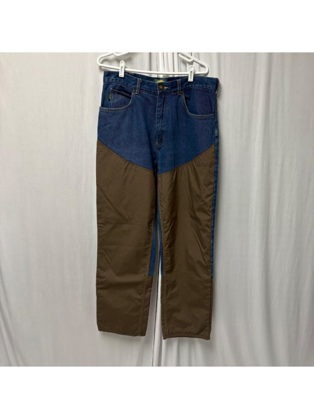 Cabelas Roughneck Hunting Jeans Mens W34 L32 Blue Brown Durable Brush Pants